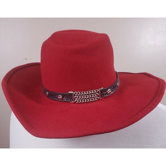 Vintage Little Joe Wool Cowboy Hat Red Made in USA WPL 5923 Size Medium - Picture 2 of 12